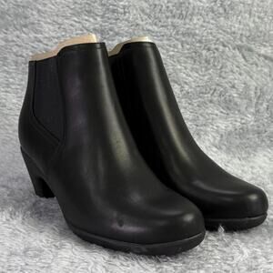 Easy Spirit Caelan Zipper Faux Leather Booties Black Ankle Boots Women's 6 M